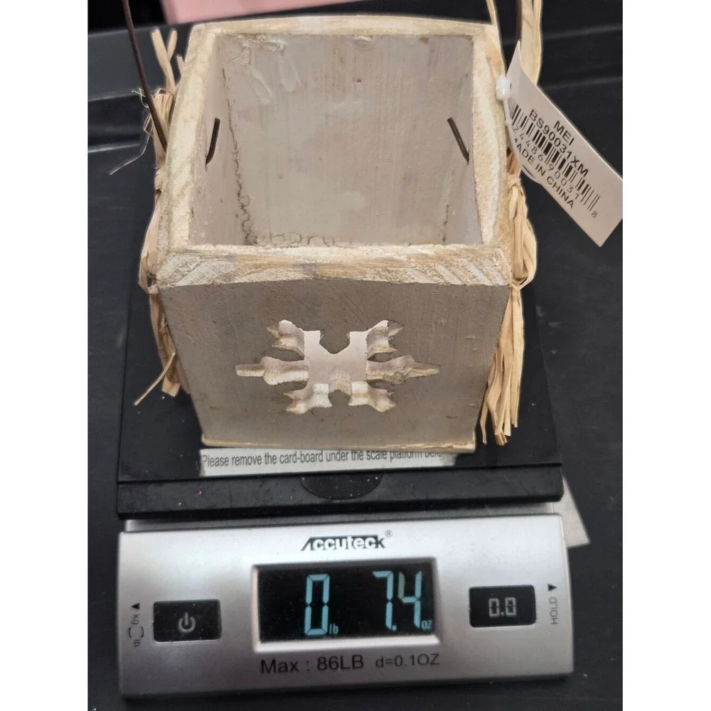 Rustic White Wooden Snowflake Tealight Candle Holder Lantern Primitive Decor‎